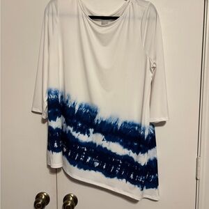 Chico's White and Navy Artistic Tunic